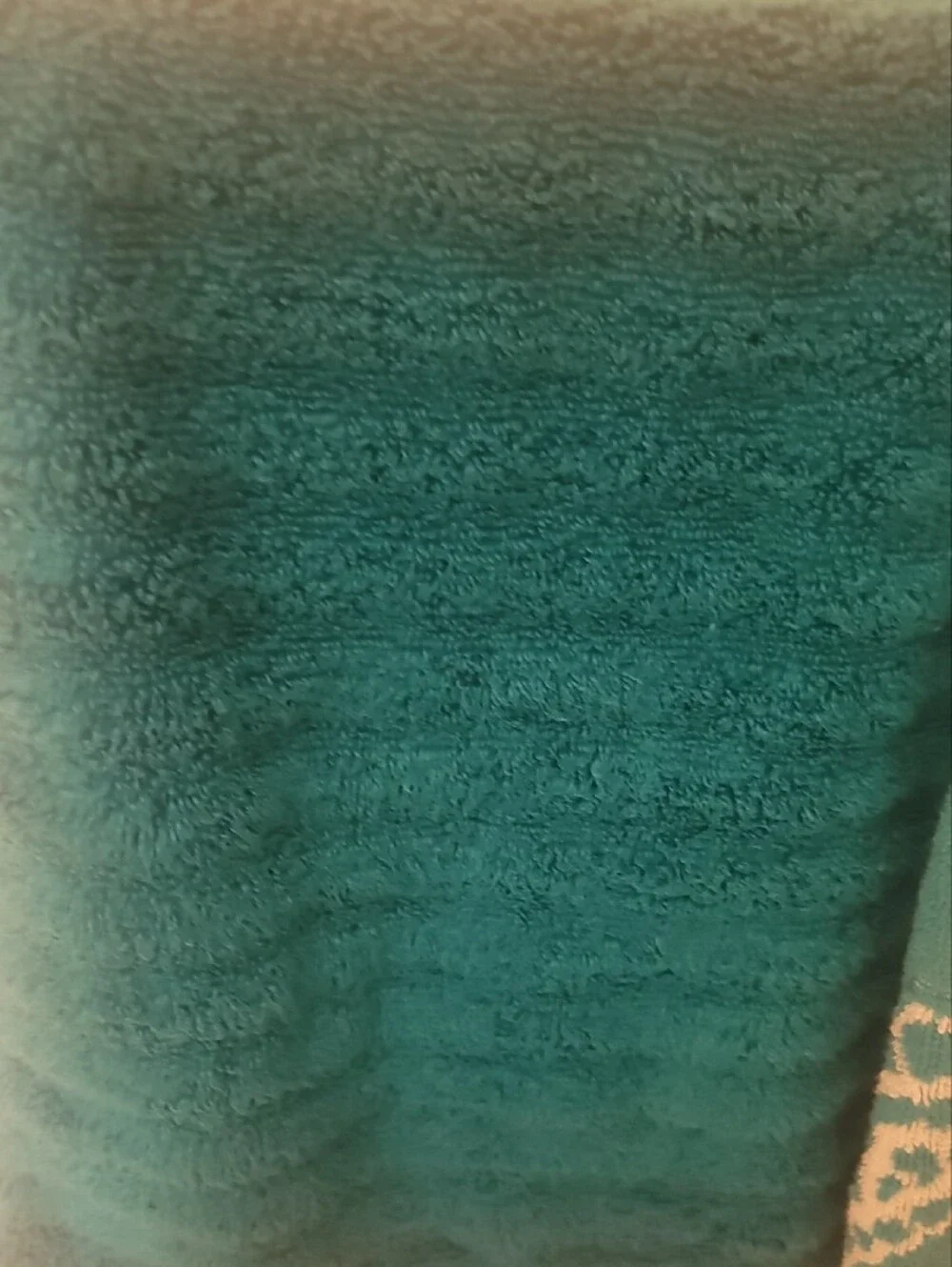 Teal Decorative Cotton Hand Towel with White Lace Pattern
